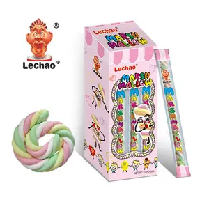 Halal soft colorful long twist marshmallow sweet cotton candy
