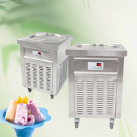 Machine à glaces roulées mini 110V/220V à poêle unique, style thaïlandais, fruits et lait, nouvelle, en acier inoxydable 304, certifiée CE ETL ISO
