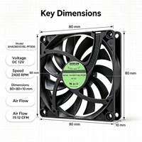Ventilateur axial DC 8010 12V avec contrôle PWM, roulement à billes, personnalisé pour CPU, PLC, ordinateur industriel ultra-fin, équipement électronique
