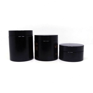 Pot en plastique noir avec couvercles noirs pour soins de la peau, poudre libre, crème cosmétique, gel capillaire, aliments – 100ml, 120ml, 150ml, 200ml, 250ml - Product Image 4