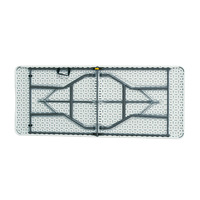Table pliante portable de 180 cm, style européen, avec structure métallique, 6 pieds de long, pour salle à manger, conférence, camping, formation, maison, extérieur, stand, en HDPE soufflé