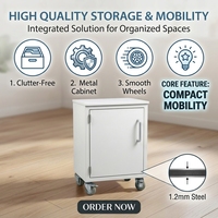 Armoire mobile de laboratoire à porte simple tout acier avec roulettes pour un rangement flexible sous le banc et une utilisation comme poste de travail en laboratoire