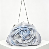 Pochette de soirée tendance pour femme en polyester à motif floral, avec fermoir kiss-lock et chaîne nuage, idéale pour les sorties et les rendez-vous
