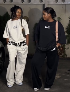 热卖现货L-XXL C250530女性休闲2件套上衣和裤子套装t恤配裤子套装，适合日常穿着 - Product Image 5