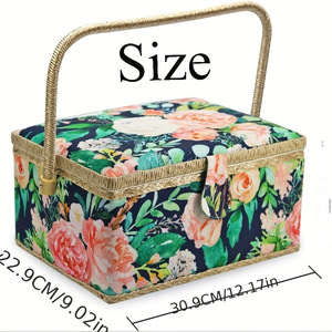 European Fabric G-Style Large Household <strong>Sewing</strong> Box Storage <strong>Basket</strong> Travel Small <strong>Sewing</strong> Kit DIY <strong>Sewing</strong> Supplies for Beginners Pros - Product Image 2