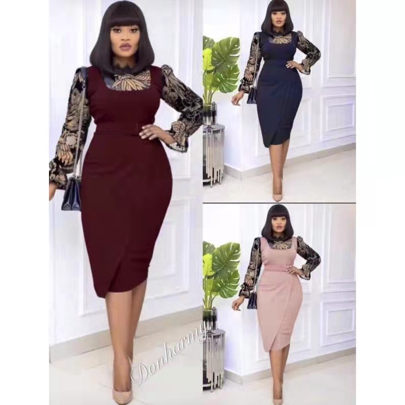 Чехлы-книжки J & H модное кружевное платье с длинным рукавом Женские офисные платье на каждый день высокого качества облегающая юбка-карандаш платье slim fit