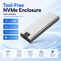 Boîtier SSD NVMe M.2 sans outil, 10 Gbps USB 3.2 Gen2, en aluminium, compatible 2230/2242/2260/2280, 2 To, multi-OS, portable, externe