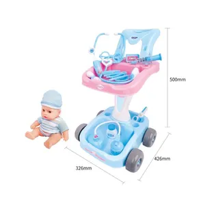 Brinquedo médico para bebês, carrinho barato para crianças pré-escolares, carrinho de brincar para brincar com casa, conjunto para crianças