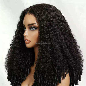 Perruque bandeau réglable sans colle transparente pour femme, style <span class=keywords><strong>afro</strong></span> bouclé européen et américain, noire, en fibre chimique de <span class=keywords><strong>soie</strong></span> haute température - Product Image 5