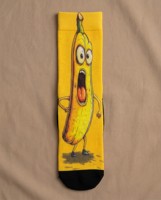 Chaussettes amusantes à motif banane, avec logo personnalisé imprimé sur le bord et le bas, légères, respirantes, pour l'été, pour jeunes, pour les fêtes et la maison