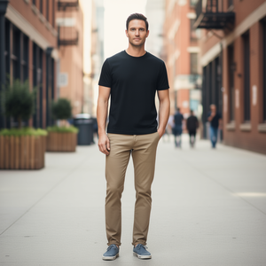 T-shirt uni noir pour homme Reklo Industries, 100% coton, col rond, coupe classique, logo personnalisé, OEM, vente en gros, vêtements décontractés - Product Image 2