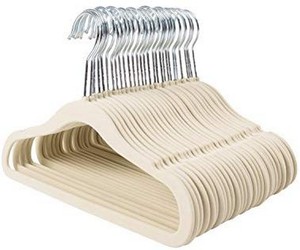 Non-Slip <b>Clothes</b> Hanger for <b>Baby</b> and Kids 30-Pack Velvet Hangers With 10 Finger Clips,Beige - Product Image 3
