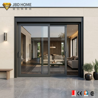 Système de cadre de porte coulissante en aluminium noir à double vitrage à rupture de pont thermique moderne pour balcon de villa résidentielle