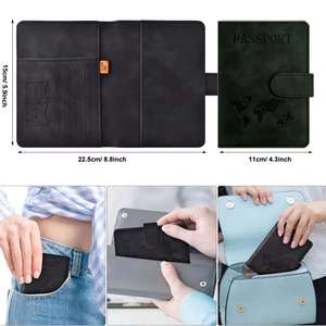 Juego de Etiquetas de Equipaje de Cuero PU Antimagnéticas, Funda Protectora para Pasaporte con Bloqueo RFID Antirrobo - Product Image 3