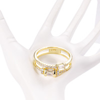 Anneau en laiton plaqué or à la mode personnalisé bijoux CM 5A CZ zircon cubique ensemble invisible anneaux empilables bagues de fiançailles doubles