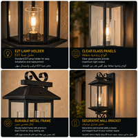 Lanterne murale décorative d'extérieur avec accents en spirale pour l'éclairage d'entrée de villa