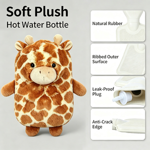 Bouteilles d'eau chaude en caoutchouc personnalisées de 1L en gros avec housse en peluche <span class=keywords><strong>girafe</strong></span> - Product Image 2