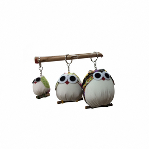 พวงกุญแจนกฮูกผ้าไหมทอมือเนื้อนุ่ม - ของตกแต่งบ้านและของขวัญ ผลิตในประเทศไทย - Product Image 2