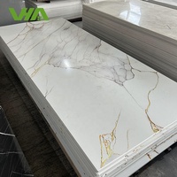 Panneau mural en PVC marbré brillant, imprimé UV, surface haute brillance, revêtement mural décoratif intérieur, imperméable, facile à nettoyer