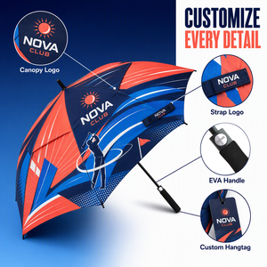 Parapluie de golf personnalisé Coral Energy Field, grand parapluie coupe-vent promotionnel, logo personnalisé imprimé, OEM ODM - Product Image 2