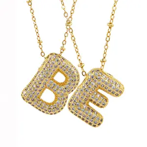 Nouvelles initiales lettres pendentif Zircon plaqué or 18 carats 26 Alphabet nom personnalisé collier fabrication de bijoux accessoires breloques pour les femmes