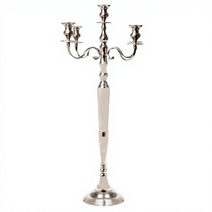 Best Export Quality <b>Tall</b> Metal Aluminum Wedding <b>Table</b> Centerpiece 5 Arm Shiny Gold Finished Crystal Candelabra Portable - Product Image 1