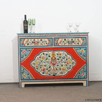 Buffet en bois massif peint, style antique, avec cloison et joints à mortaise et tenon, design personnalisable pour salon