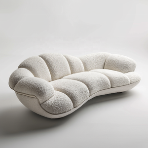 Offre Spéciale européenne loisirs courbé velours tissu chaise lit confortable pieds en métal canapé blanc laine d'agneau mariage canapé salon - Product Image 6