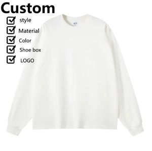 Logotipo personalizado 385 GSM 100% Camiseta de algodón Oversize Heavyweight Tee Cuello redondo Camisetas de manga larga para hombres - Product Image 5