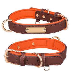 Best Verkochte Hoge Kwaliteit Zwart Bruin Roze Blauw Aangepaste Naam Lederen Kat Hond Halsband - Product Image 6