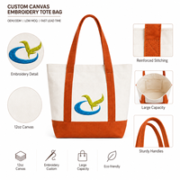 Ensemble de sacs fourre-tout en toile personnalisés brodés avec fermeture éclair, motif lettre, écologiques, avec logo de marque, pour cadeaux d'équipe de mariage et shopping