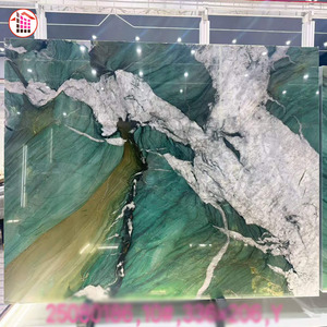 Loseta de Esmeralda Real, Piedra Natural <span class=keywords><strong>Verde</strong></span> para Paisajismo de Lujo, Decoración de Paredes de Villas, Degradado <span class=keywords><strong>Verde</strong></span> Esmeralda con Vetas Plateadas, Pulido Espejo - Product Image 1
