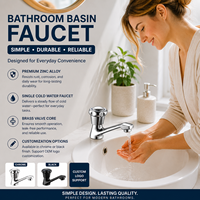 Robinet de lavabo minimaliste en alliage de zinc argenté, à eau froide, moderne, pour appartement