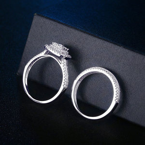 Ensemble de bagues de luxe pour couple, pour femmes, scintillantes, élégantes, bijoux de mariage tendance - Product Image 4
