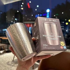 304 Stainless Steel <b>Double</b> <b>Wall</b> Inner Liner Hammered Texture Cup Portable Drinking Mug for Home Outdoor - Product Image 3