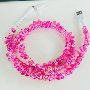 كابل شحن سريع <span class=keywords><strong>2</strong></span> في 1 بتصميم عيد الفصح مع فيونكة حمراء وخرز، مناسب لمنفذ Type-C، سلك بيانات عصري للهواتف - Product Image 3