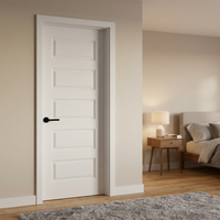 36 pouces. X 80 In. Porte intérieure moderne en bois mouluré, lisse, à 5 panneaux, alvéolée, blanchie au laque, coupe-vent, pour appartement