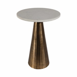 Tavolino moderno con base in metallo scanalato e piano in marmo per l'arredamento di piccoli spazi, soggiorno - Product Image 2
