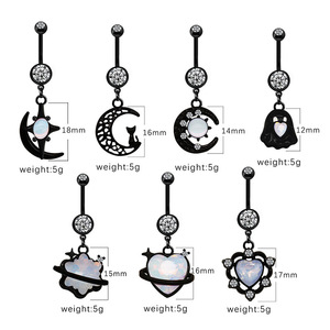 <span class=keywords><strong>Gaby</strong></span> gran oferta de acero inoxidable para mujer Sexy negro colgante corazón vientre Piercing anillo circón piedra cuerpo joyería para bodas - Product Image 2