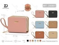 Women's Double Pull <b>Wallet</b> <b>Small</b> Size With Wrist Strap Microfiber Synthetic Leather Zip Closure Minimalist Style - Product Image 1