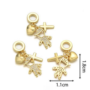 Charmes pendentifs en or 18 carats plaqué argent, <span class=keywords><strong>triple</strong></span> pavé de CZ, étoile de mer, garçon, signe de dollar, symbole et cœur, croix, pour la fabrication de bijoux - Product Image 2