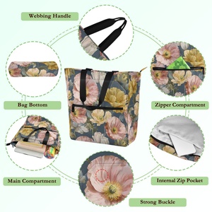 Sac à main extérieur à motif de roses hawaïennes, grande capacité, portable et durable, adapté à l'école, aux voyages et aux activités de plein air - Product Image 3
