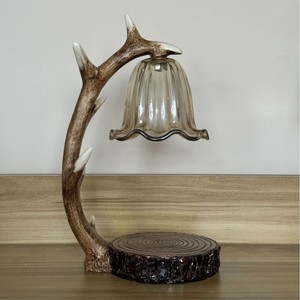 Retro Deer Antler Glass Candle Holder Bell Jar Desktop Aromatherapy Lamp Bedroom Decor - Product Image 3