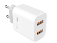 Chargeur mural double port 12W PD USB-C + USB-A à charge rapide pour smartphone et tablette, logo personnalisé accepté