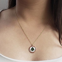 Collier personnalisé en cèdre libanais, émail imperméable, pendentif drapeau du Liban, colliers patriotiques, bijoux en acier inoxydable 316L