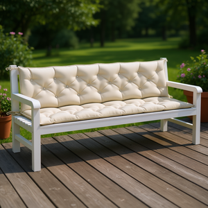 Coussin de banc de jardin crème mélangé 79x20x2.8 pouces, coussin d'extérieur matelassé, résistant à l'eau, amovible et lavable - Product Image 2