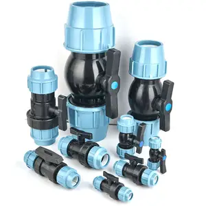 IRRIPLAST Quick Connect Pipe Fittings Irrigation HDPE PP Compression Fittings PE Plastic Drip Irrigation Ball Valve