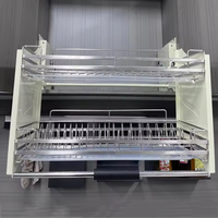 Fábrica Custom Modern Flat Chrome Hotel Uso Cozinha Prato Rack Gabinete Elevador De Armazenamento Cesta com Pull Down Hardware