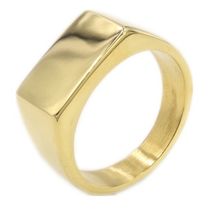 Anillos de banda abombados de acero inoxidable negro con oro de 18K, acabado pulido brillante y mate tipo espejo, para hombre, estilo vintage plateado punk, al por mayor - Product Image 2