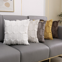Housse de coussin lombaire moderne géométrique carrée en peluche brodée avec fermeture éclair pour salon